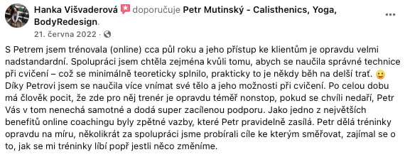 Zkušenost klienta s tréninkem – reference 17